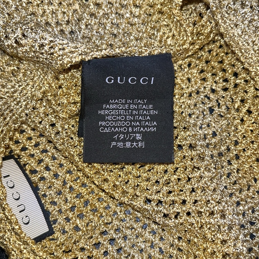 Gucci beret knit hat metallic and gold size small - Picture 3 of 6